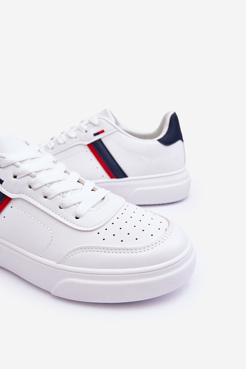 Men's Classic Sport Shoes White and Navy Enrique