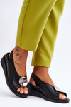 Women's Suede Buckle Sandals Black Camille
