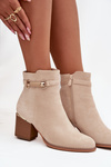 Women's Insulated Heeled Boots with Decorative Strap Beige Galissa