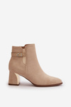 Women's ankle boots with zipper closure eco suede light beige Bonucci