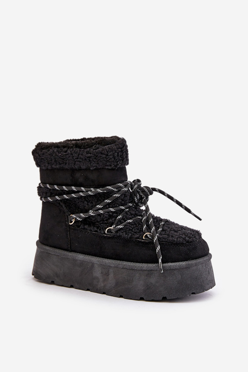 Snow boots on platform with lacing black Izathiel