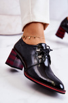 Lacquered shoes with a zipper in black and red Laurosa
