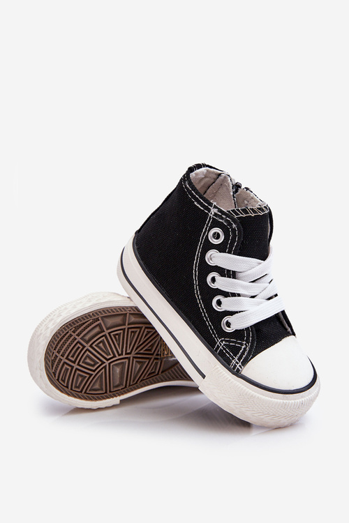 Children's High Sneakers Zippered Black Filemon