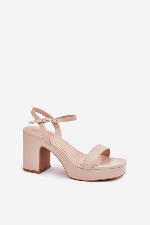 Eco Leather Heeled Sandals Beige Lillita