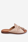 Women's Suede Slippers Lewski Shoes 3226 Beige
