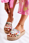 Flip Flops On The Platform With Flowers White Malia