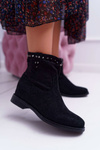 Women's High Heel Flat Heel Booties Heated Ankle Booties Black Deminis