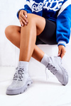Buty Sportowe Wiązane Skarpetka Szare Kimberly