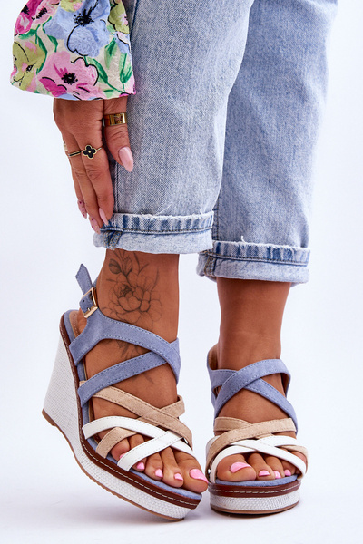 Wedge Sandals With Straps Blue Ellen