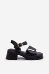 Women's Leather High Heel Sandals Vinceza 66627 Black
