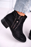 Women’s Boots Flat Heel Rivets Black Control