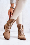 Openwork Suede boots with tied Nicole Camel 2696