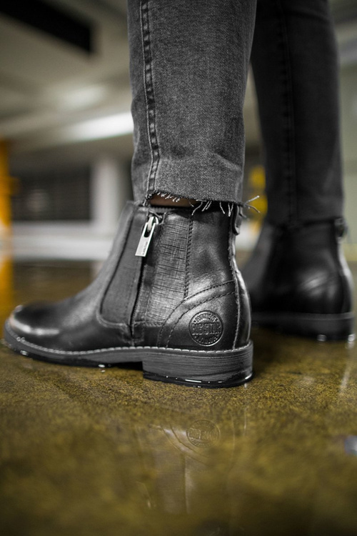 Men's Big Star Leather Booties Black EE174287