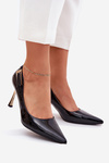 Lacquered Stiletto Heels With Golden Buckle Black Mivira