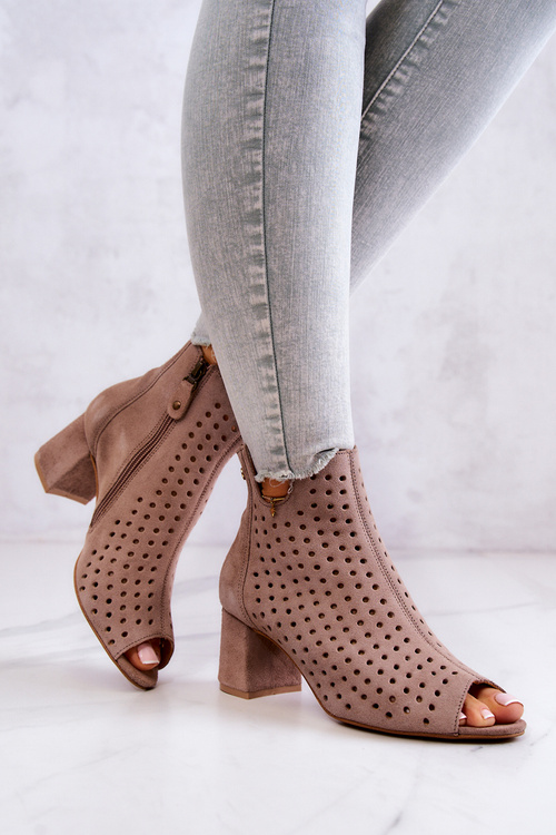 Leather Openwork Boots Maciejka 05420-10 Dark beige