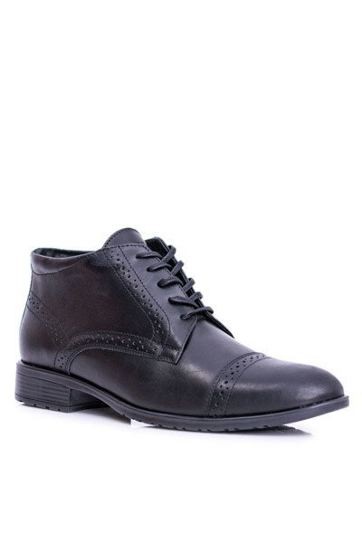 Men's Warmed Boots Polish Leather Sneakers Black Columbs