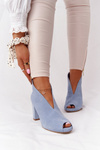 Suede Boots On A Post With A Cut-out Exquisite 1243 Blue