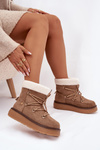 Women's Snow Boots On Platform With Lacing Light Brown Roselya