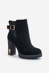 Women's Boots With Golden Buckle On Heels Insulated Black Erilanes