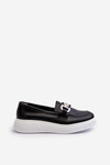 Black Women's Leather Platform Moccasins S.Barski LR720