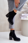 Eco Suede Ankle Boots On Heel Black Cediona
