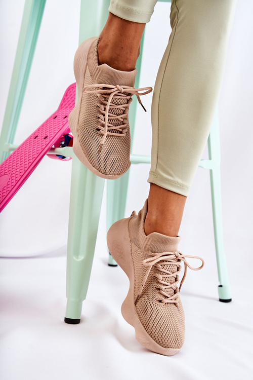 Buty Sportowe Wsuwane Damskie Beżowe Dalmiro