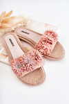 Women's Slippers With Material Flowers Pink Susana