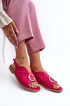 Elegant Women's Sandals with Eco Suede Decoration S.Barski KV27-058 Fuchsia