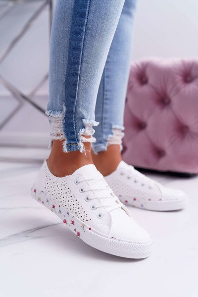Women's Sneakers In Floral Openwork White Loriann