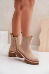 Beige insulated ankle boots with zipper Linneviae