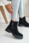 Insulated ankle boots with zipper and buckle black Kikiella