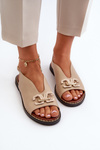Women's Flat Heel Sandals with Beige Ornament Loraeleh
