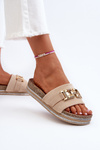 Women's Platform Slides with Decoration Beige Vapireta