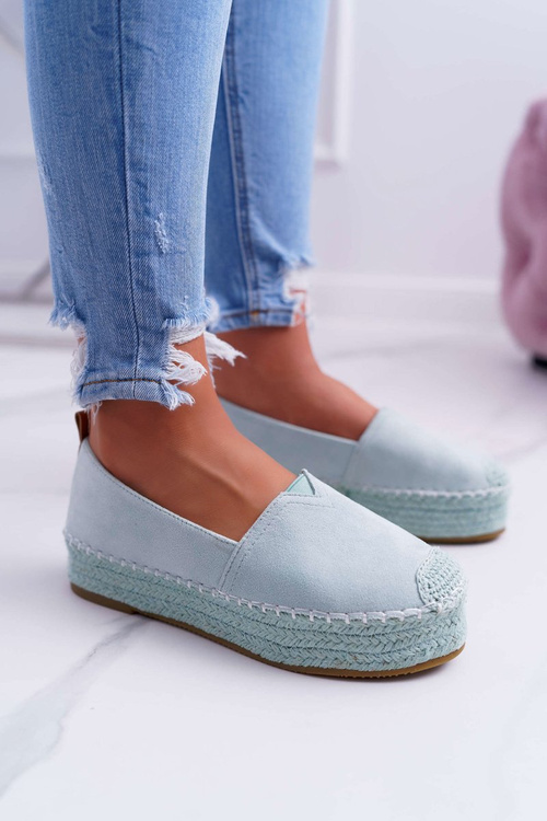 Espadryle Damskie Zamszowe Na Platformie Miętowe Varles