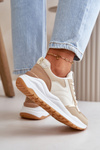 Women's Platform Sneakers Made Of Eco Leather Beige Issatta