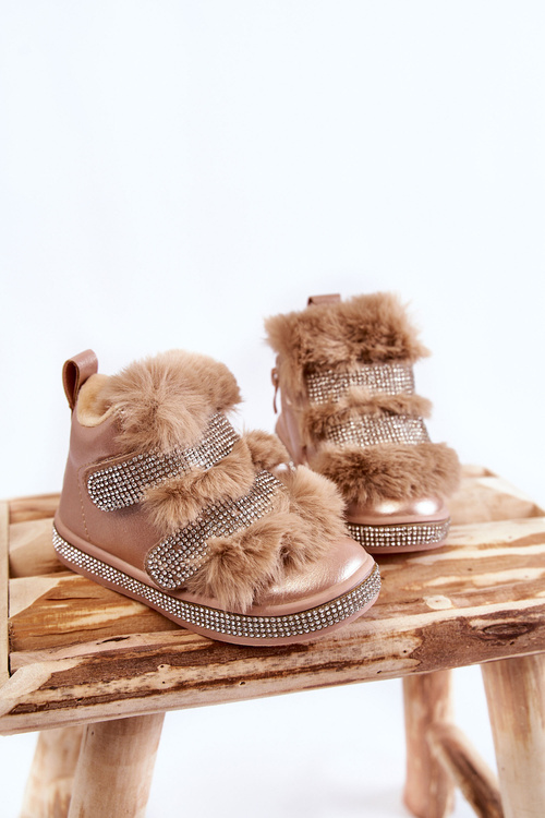Children's Warm Leather Snow Boots Gold Leela
