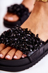 Women's Slippers On The Platform With Ornaments Black Almina