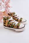 Children's High Sneakers With A Zipper Beige and green Filemon