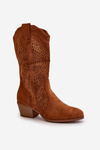 Lace-Up Women's Cowboy Boots with Heel Camel Iceda