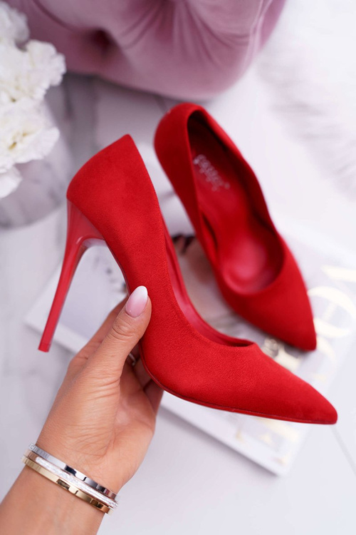 Szpilki Damskie Zamszowe Czerwone Yanna