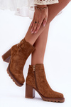 Suede Heeled Boots Brown Makeline