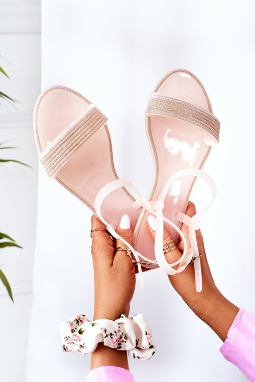 Rubber Sandals With Glitter Nude Beach Time