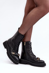 Women's Leather Boots Workery With Decoration Black SBarski MR870-68