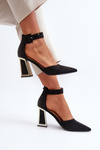 Black Suede Pumps with Block Heel Lodho