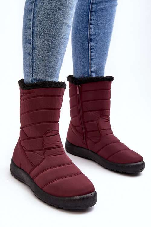 Women's High Padded Snow Boots Burgundy Luxina