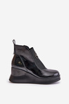 Lacquered Wedge Boots Insulated Black Vinceza 66703