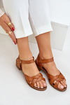 Leather Sandals On A Delicate Heel Brown Zazoo 40372