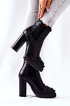 High-heeled boots with rhinestones Black Lisana