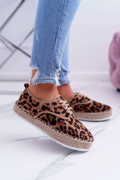 Espadrilles Women's Lace-up Suede Leopard MyShoes