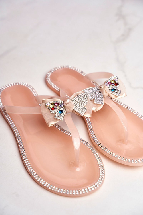 Women's Rubber Zircons Pink Nude Flip-Flops Lissy